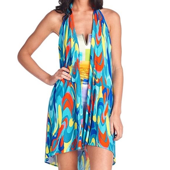 NEW Trina Turk Sarong Swim Cover Up Bright Multicolored Fun On Trend - Picture 1 of 10